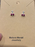 Sterling silver cherry earrings with Swarovski crystal