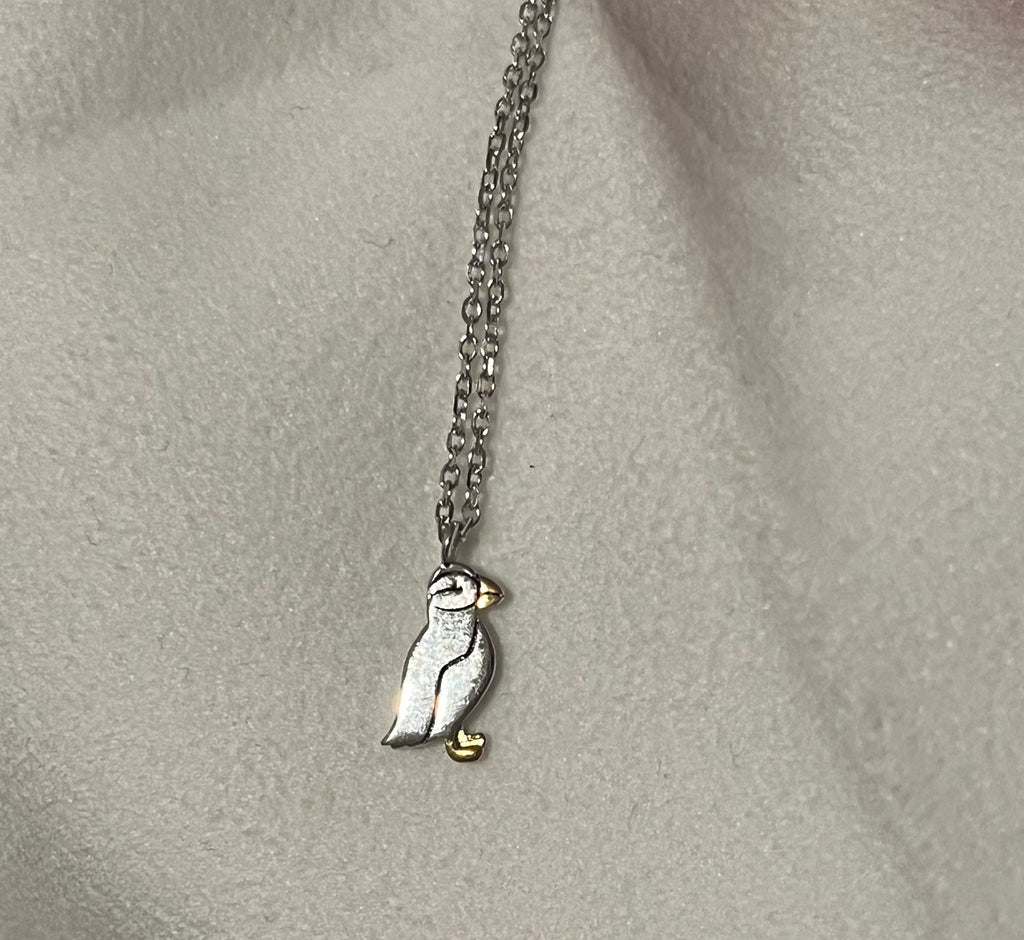 Sterling silver Newfoundland puffin necklace