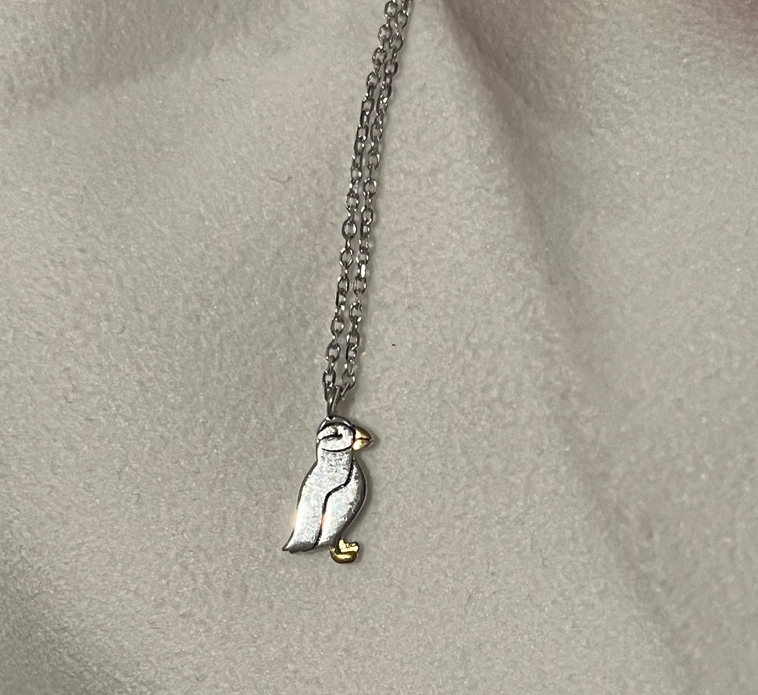 Sterling silver Newfoundland puffin necklace