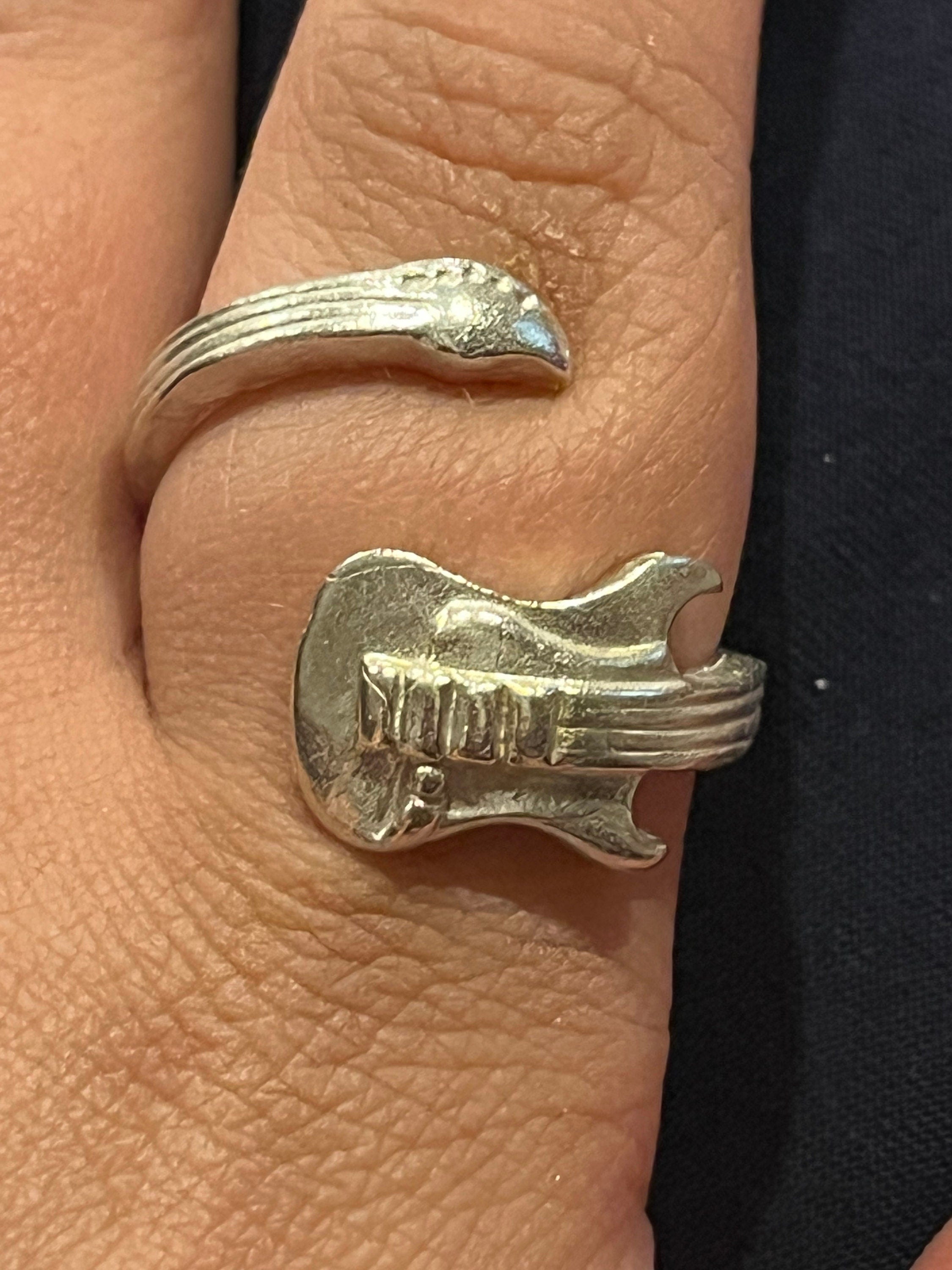 Sterling Silver Rockin’ Guitar Adjustable Ring