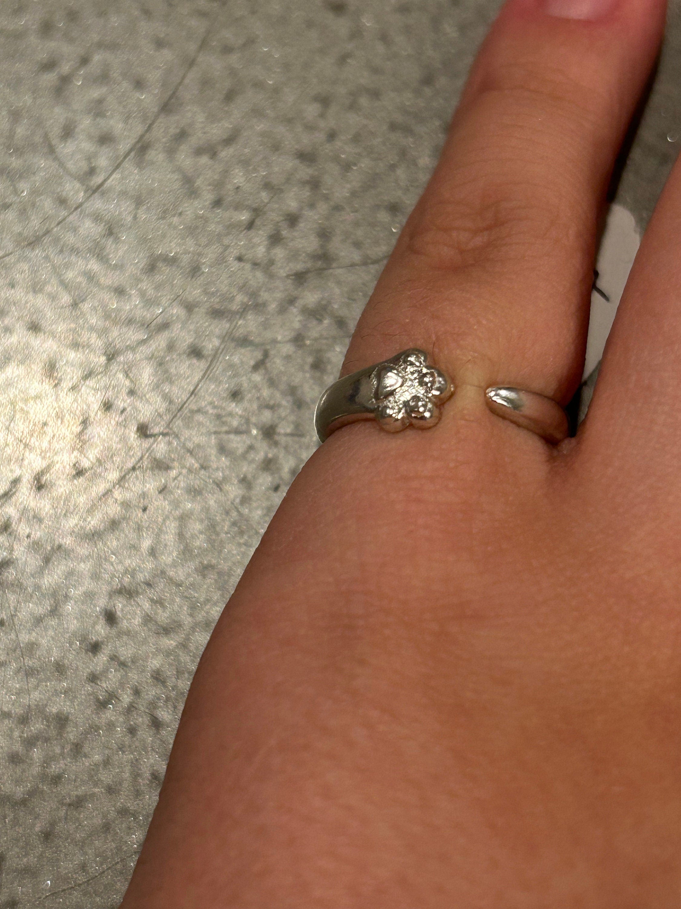 Sterling silver cat paw ring