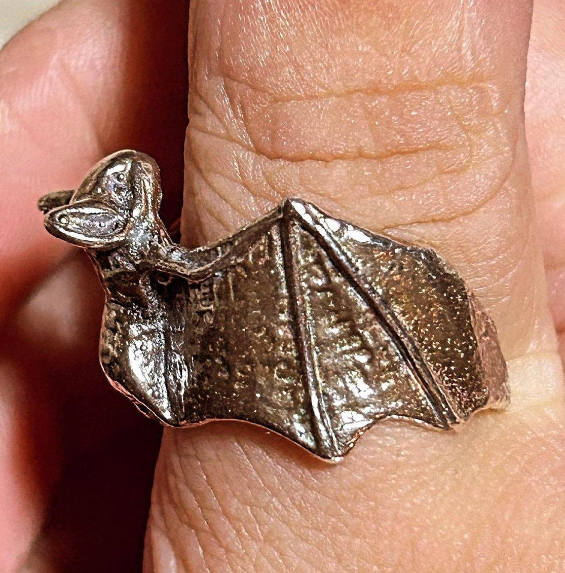 Sterling silver bat ring