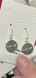 Sterling silver fuck off earrings
