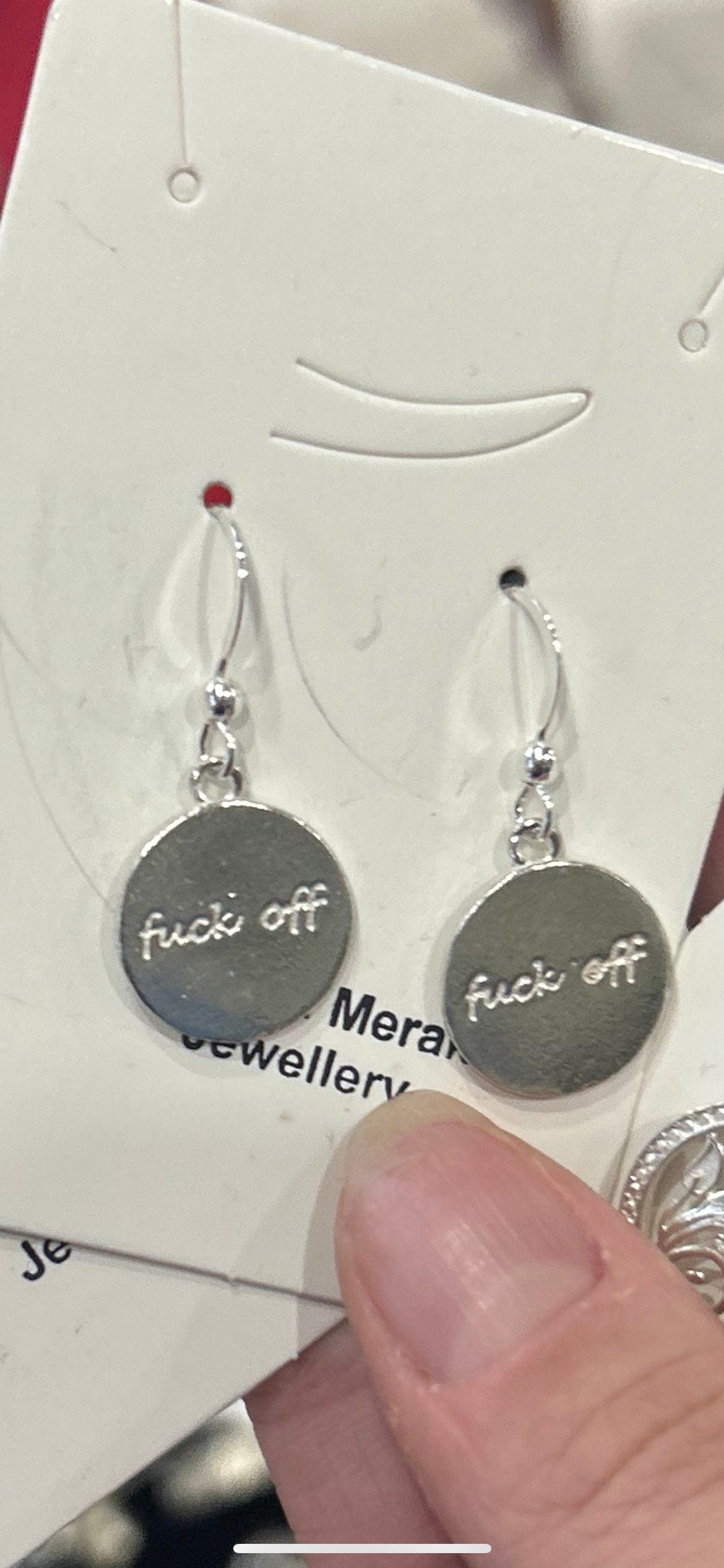 Sterling silver fuck off earrings