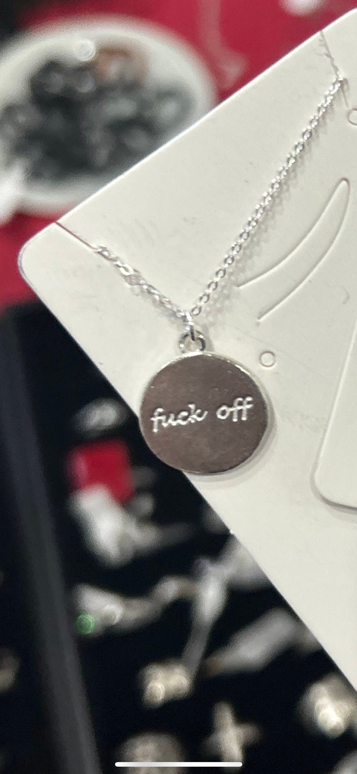 Sterling silver fuck off necklace