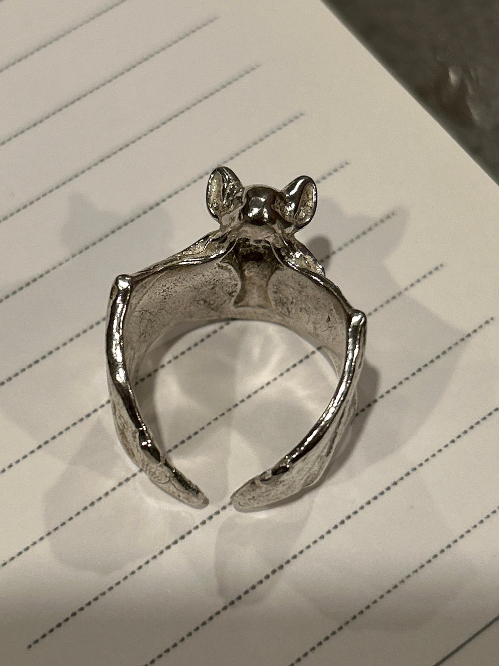 Sterling silver bat ring