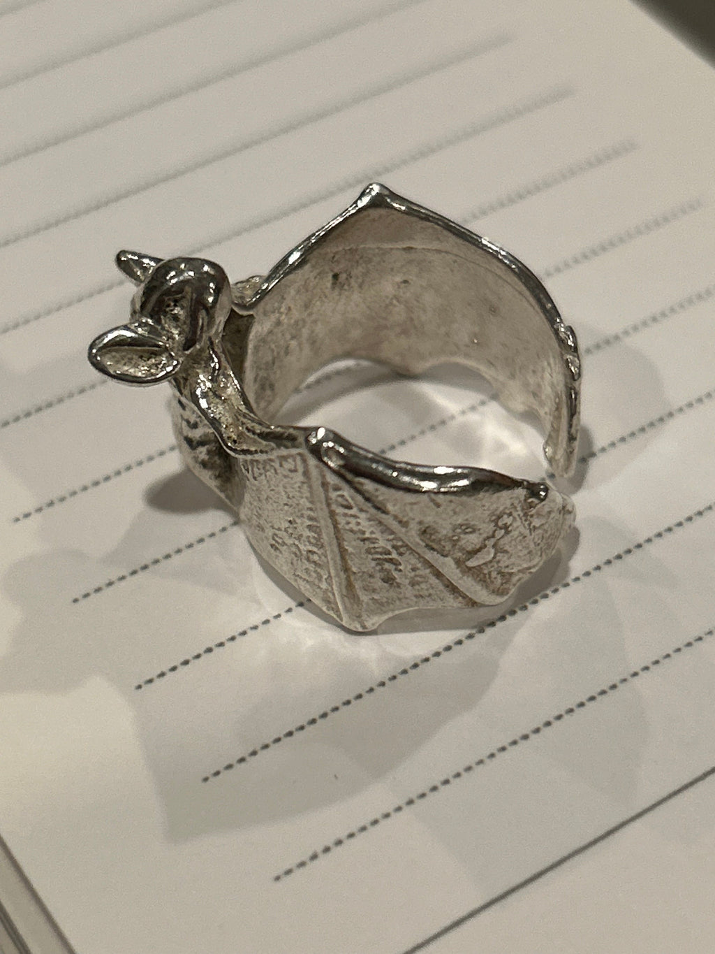 Sterling silver bat ring