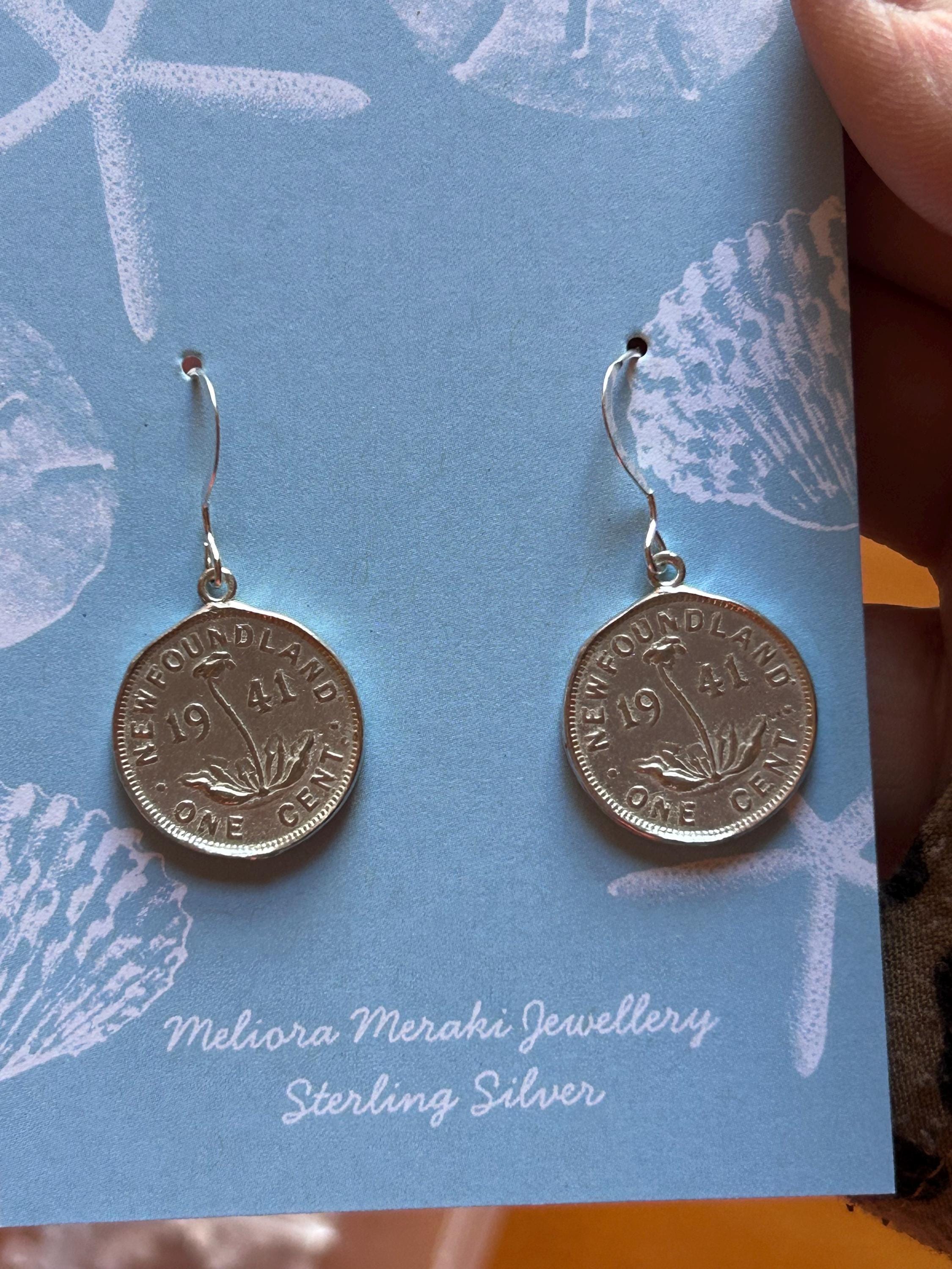 sterling silver Newfoundland coin earrings