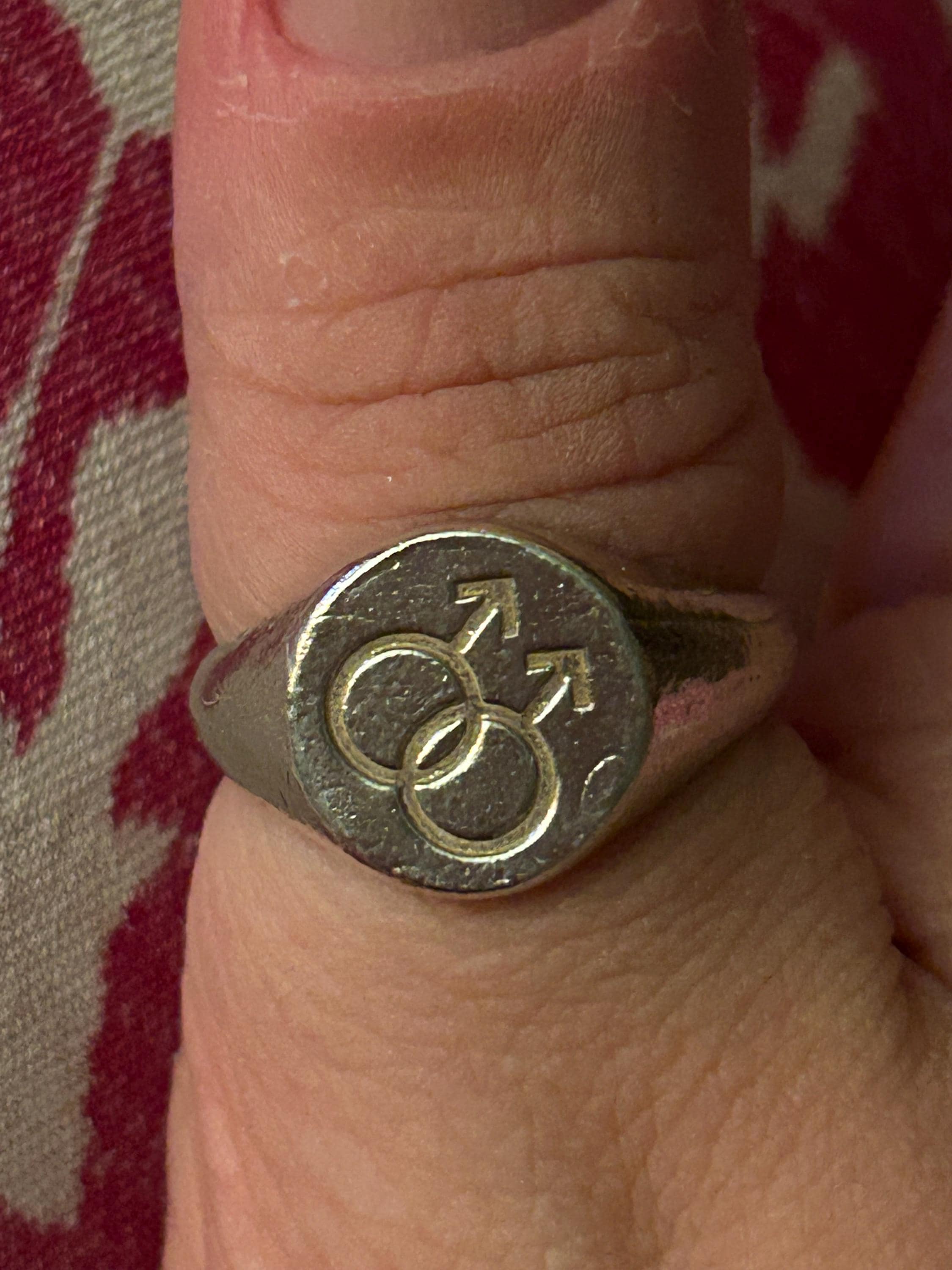 Sterling Silver Double Mars Gay Signet Ring