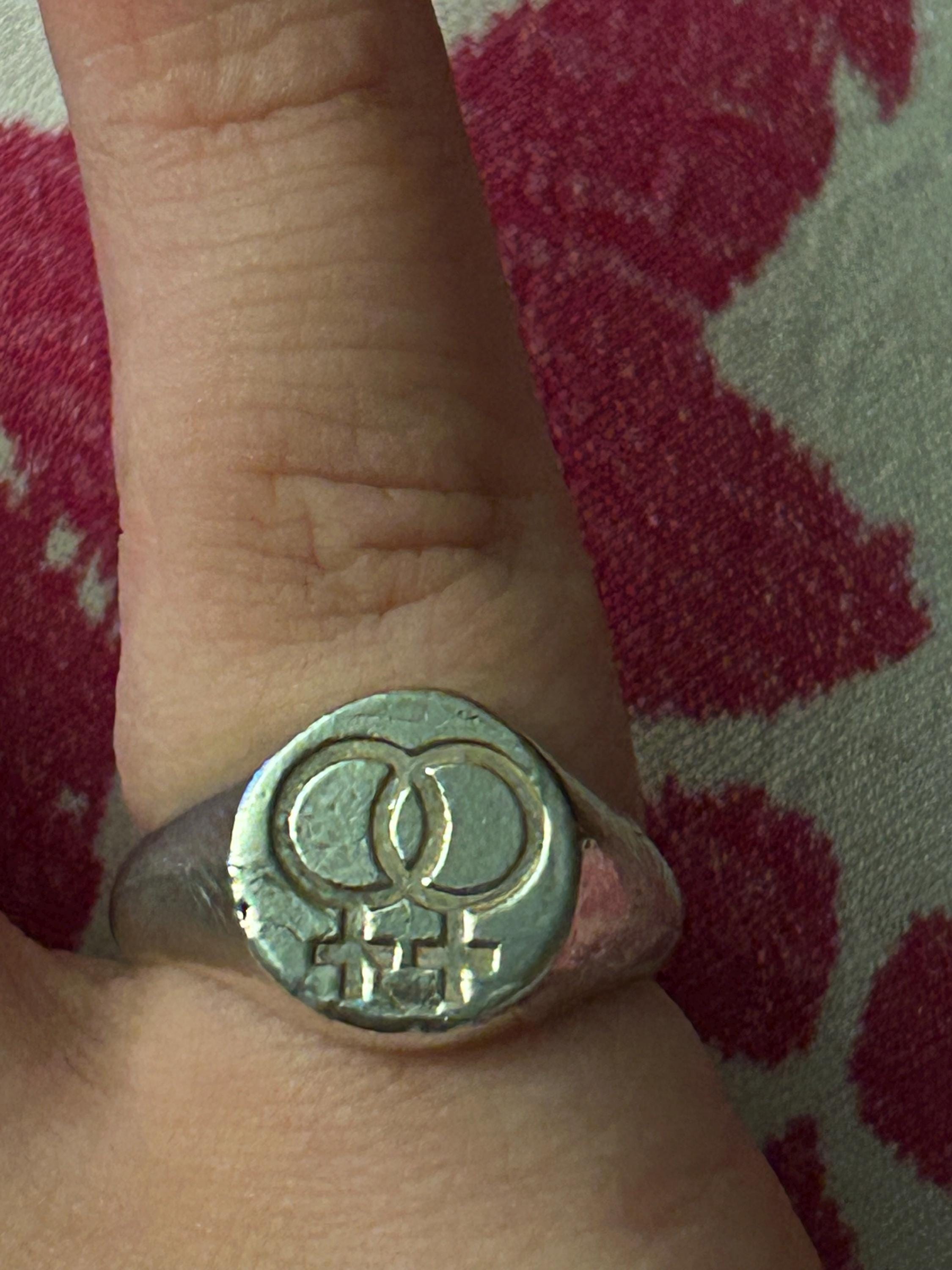 Sterling Silver Double Venus Lesbian Signet Ring