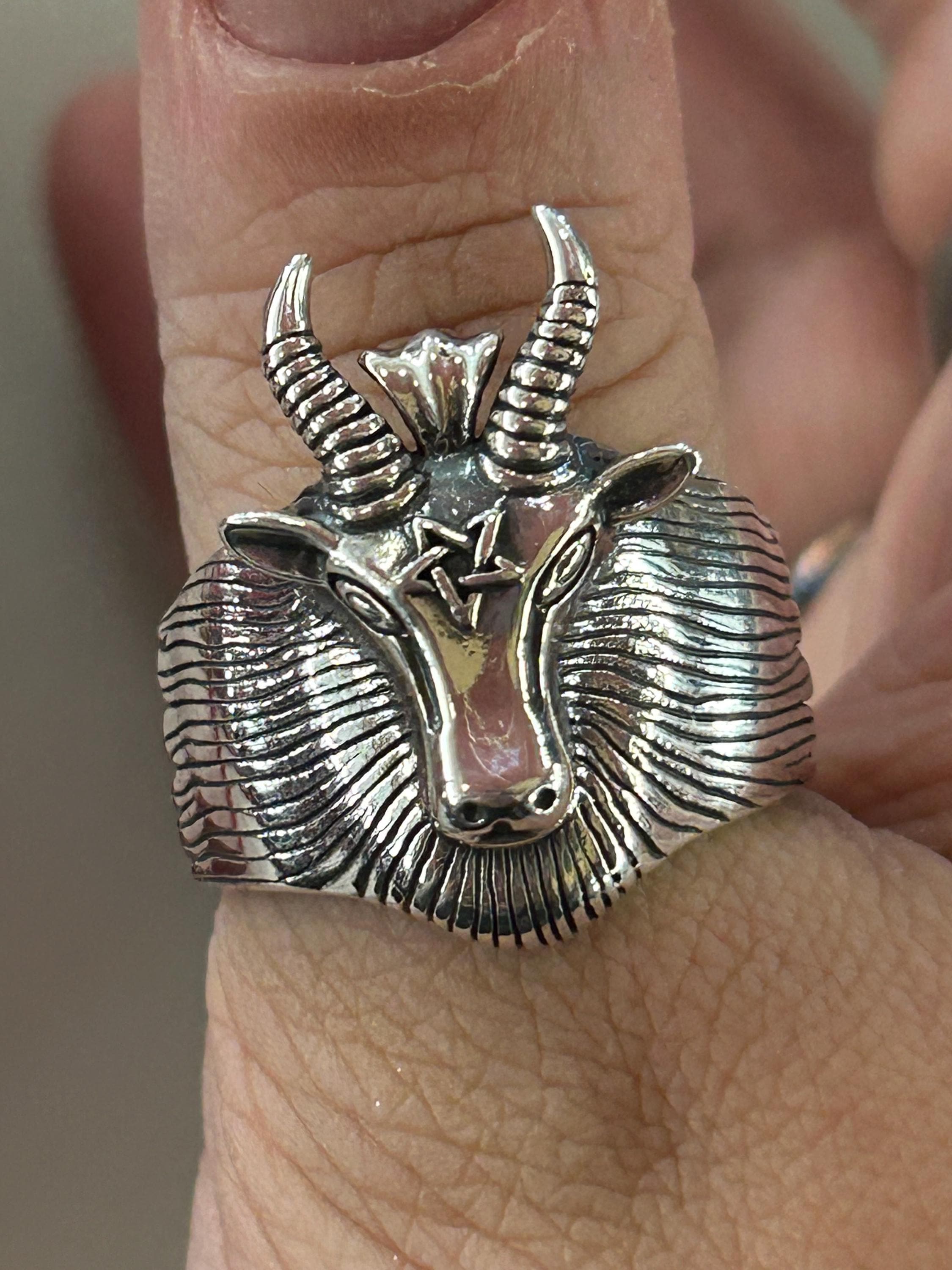 sterling silver baphomet ring