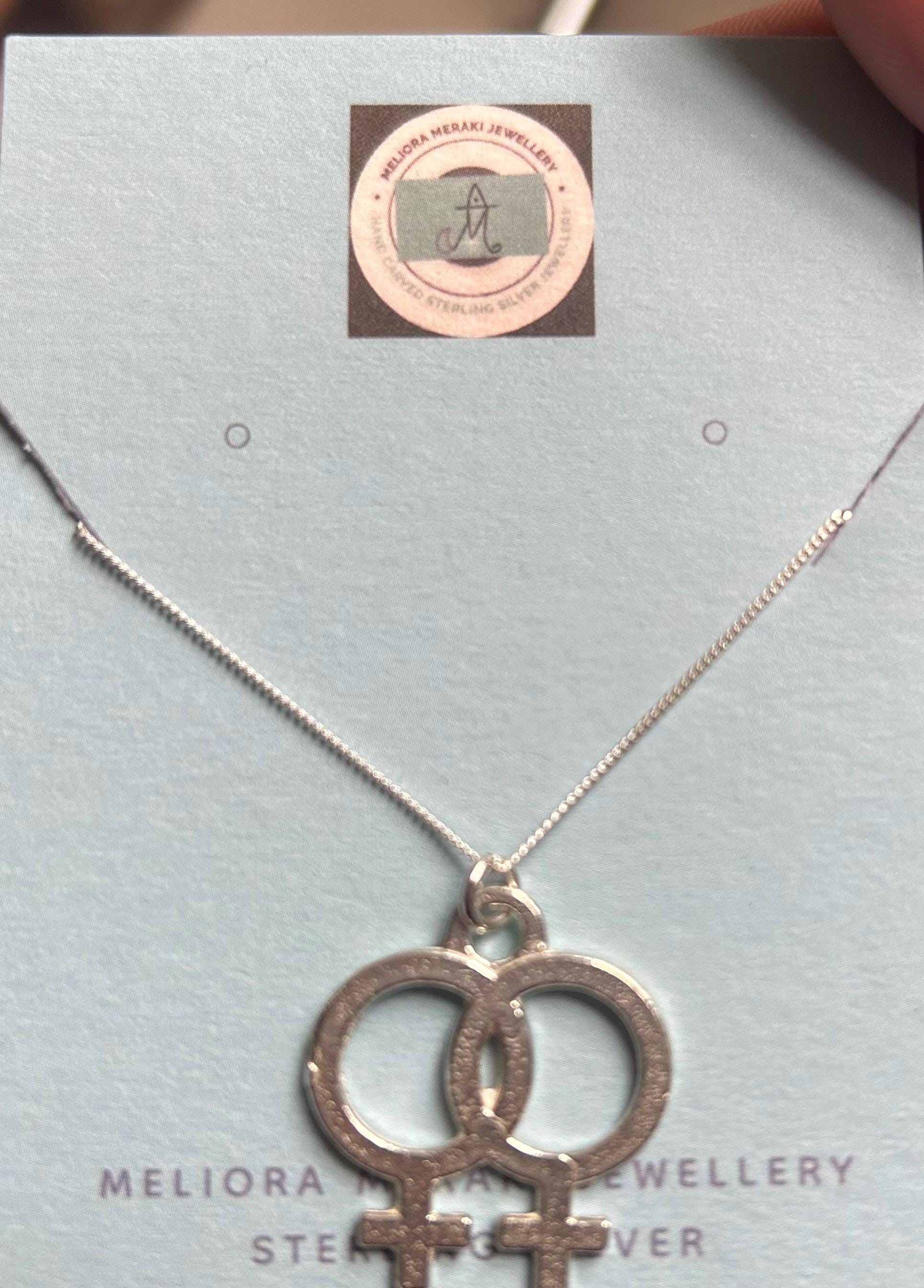 sterling silver double Venus lesbian necklace