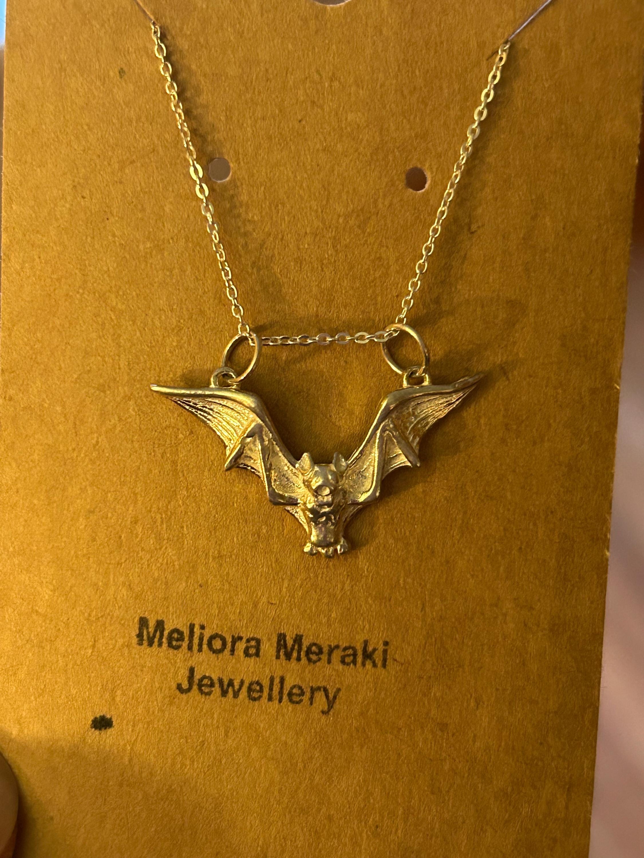 sterling silver bat necklace