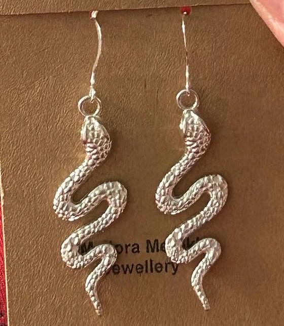 sterling silver snake earrings