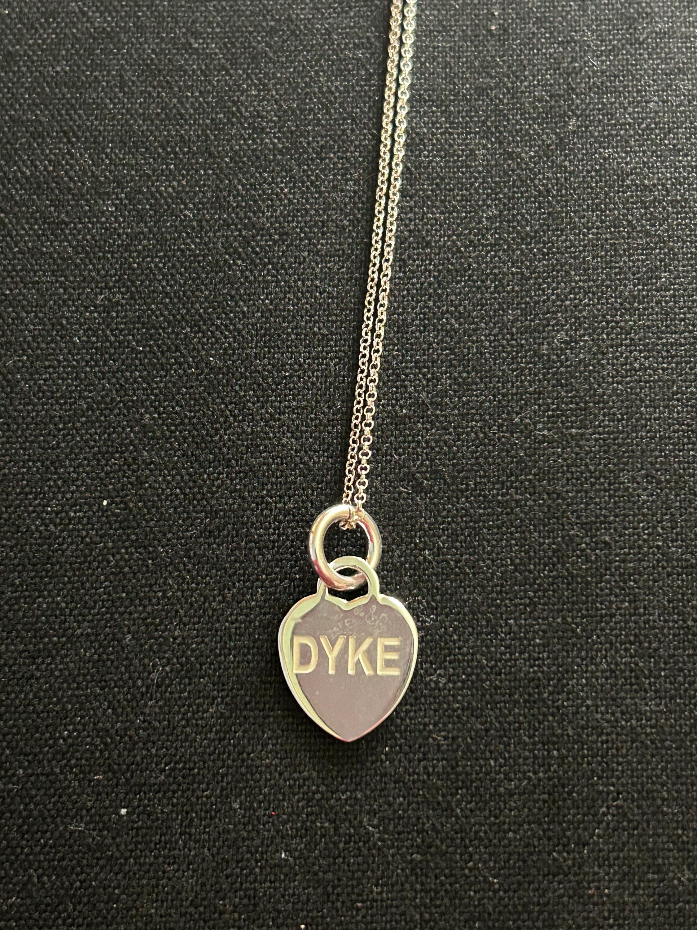 Dyke Lesbian Dogtag Heart Pendant