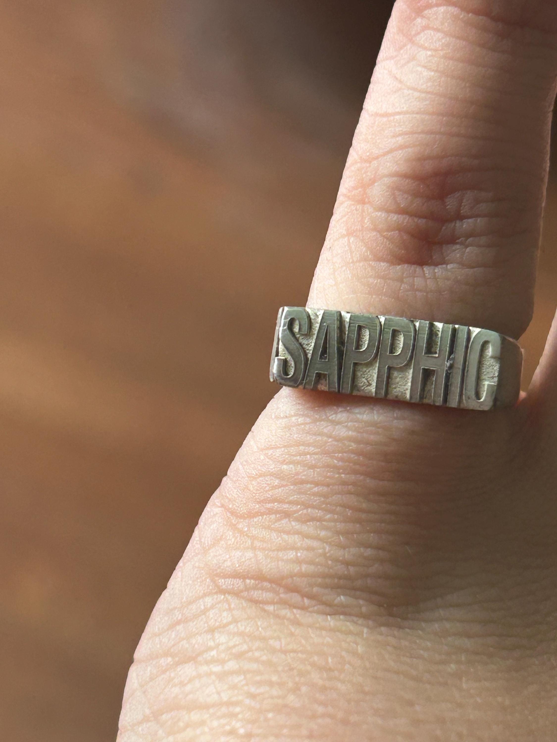 sterling silver sapphic lesbian ring