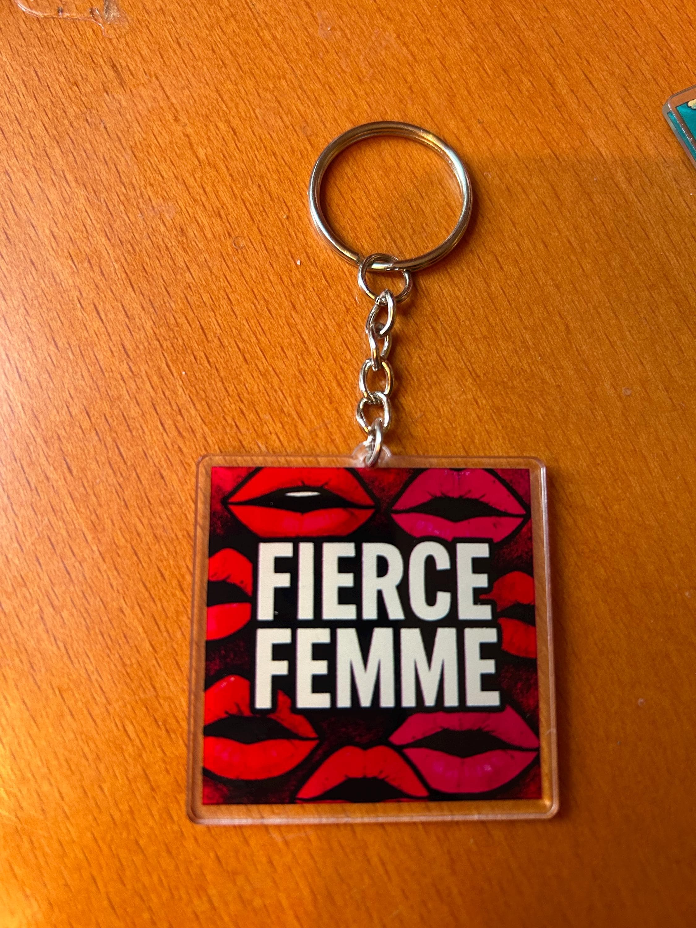 fierce femme lesbian keychain