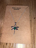 Sterling Silver dragonfly pendant with Malachite