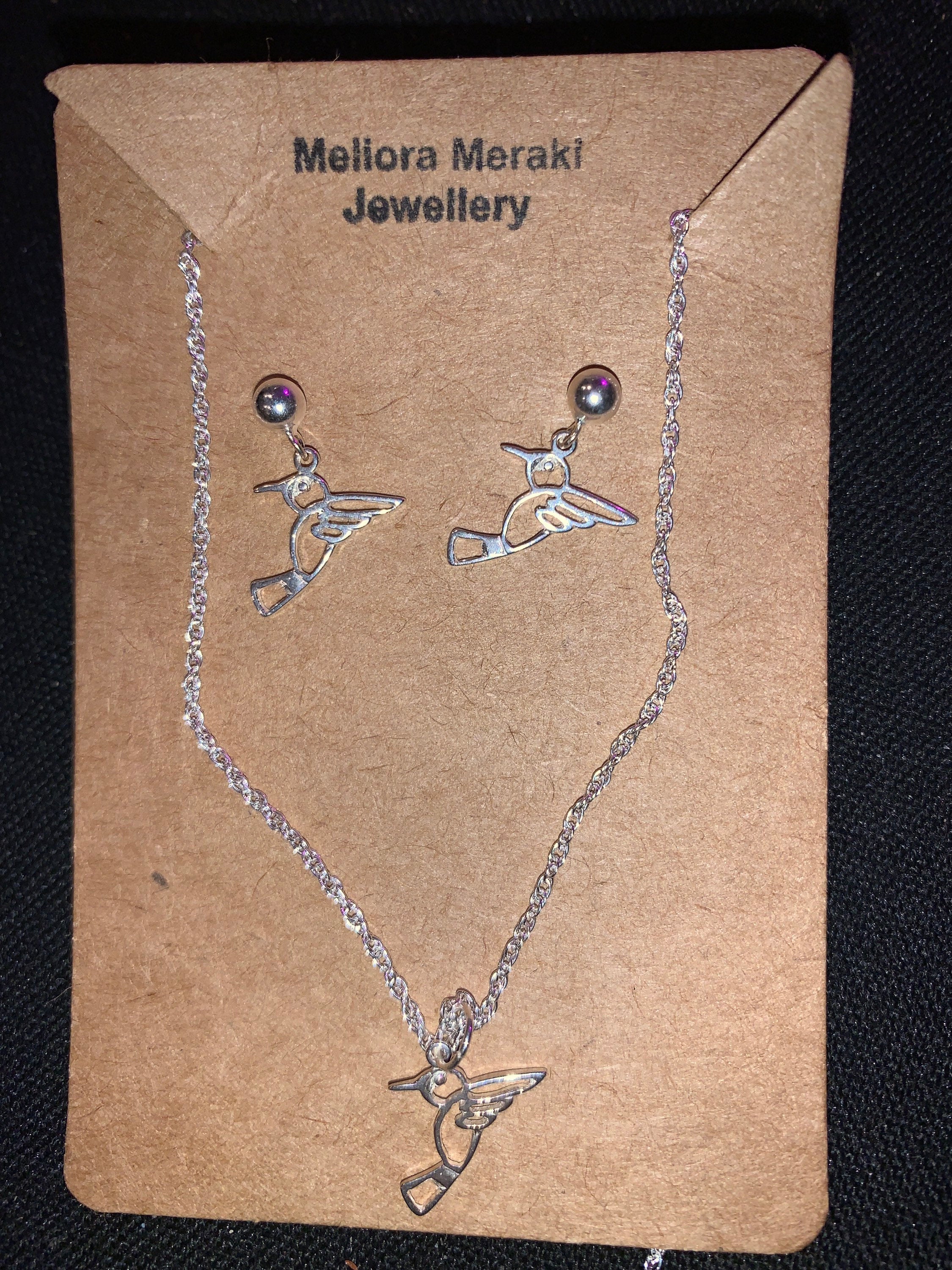 Sterling silver Flight pendant and earrings set